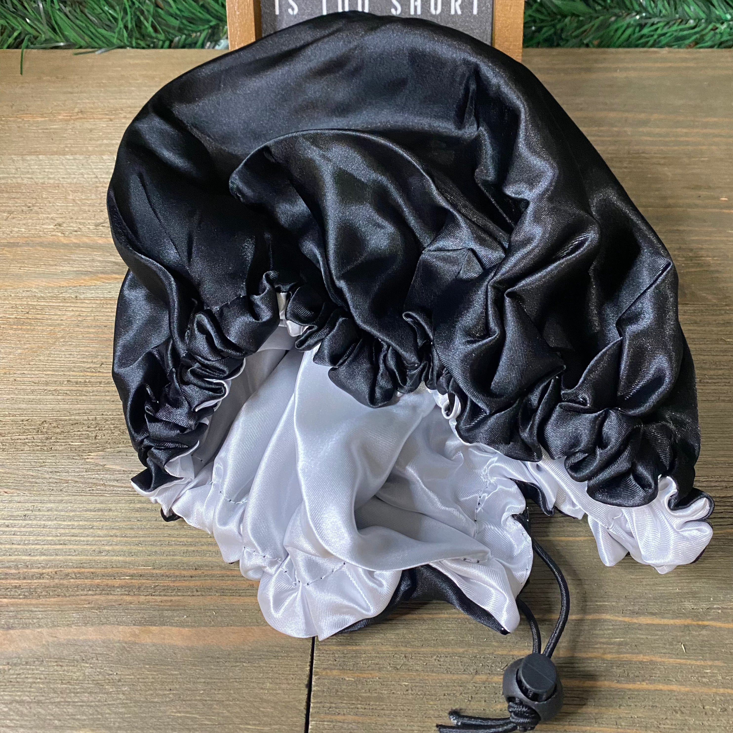Black Satin hair bonnet for braids and protective hairstyles