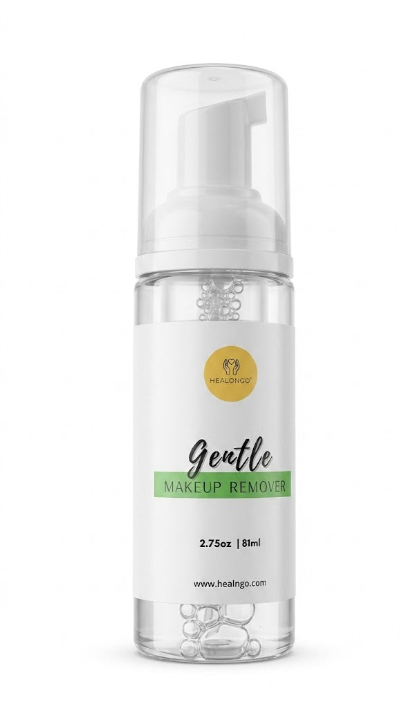 Bottle of Gentle Makeup Remover with pump on a white background