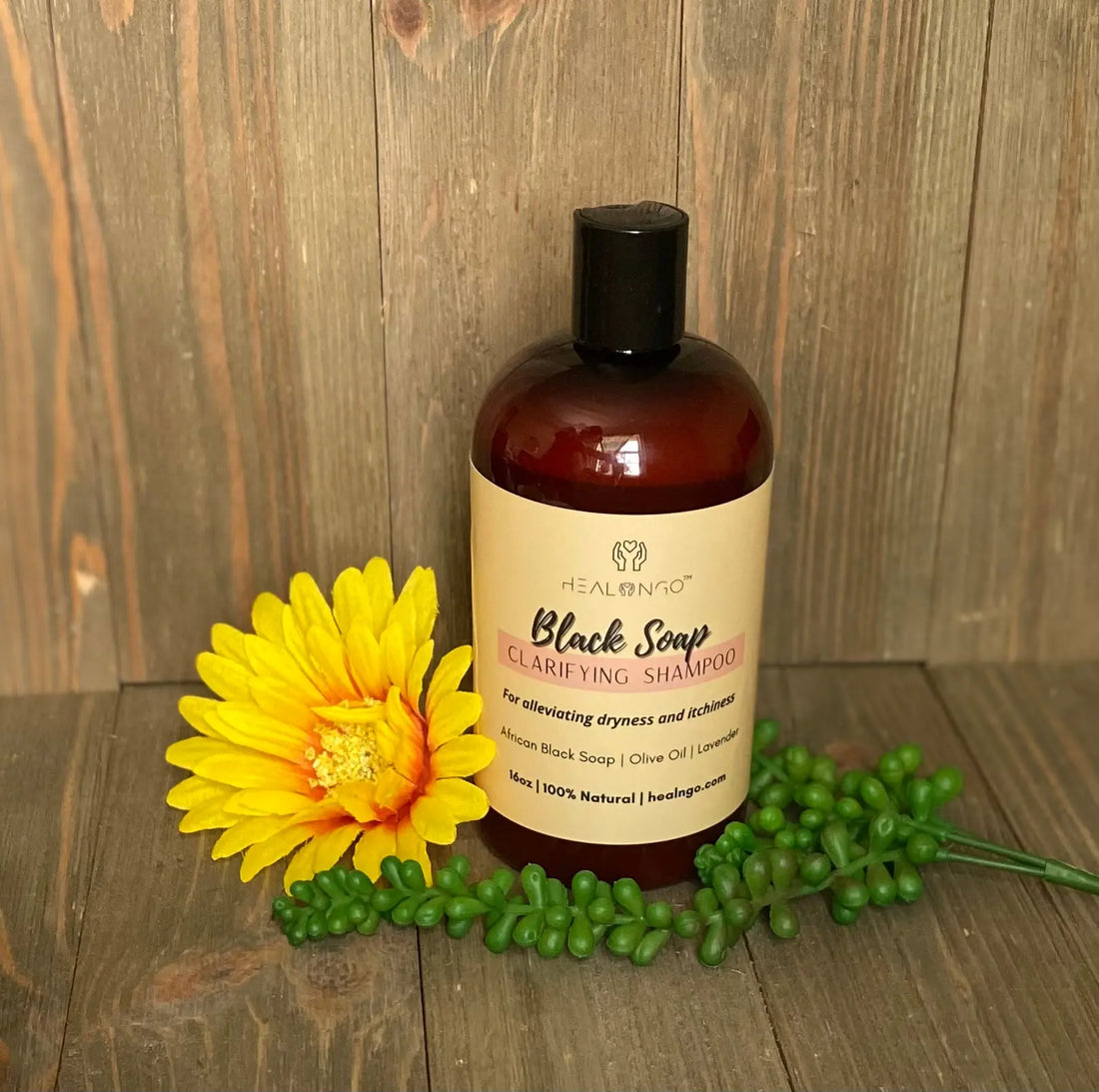 Sulfate-free African Black Soap Shampoo designed for curly, coily, and transitioning hair types