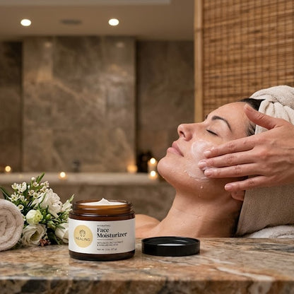 Botanical face moisturizer designed to calm, hydrate, and support a healthy skin barrier