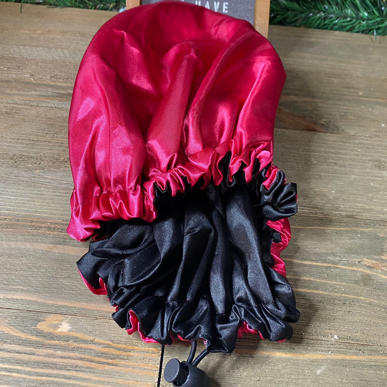  Red Silk hair bonnet that locks in moisture and prevents dryness