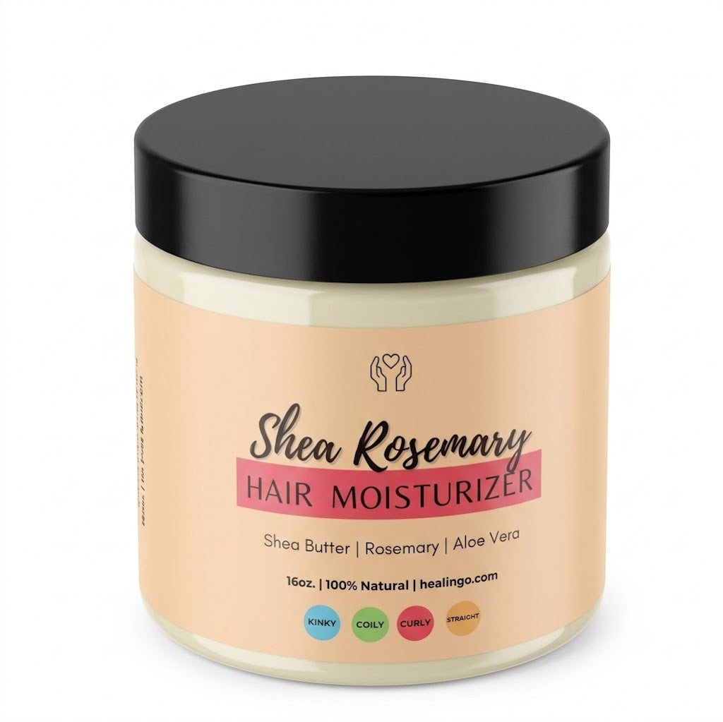 Healngo Shea Rosemary Hair Moisturizer with Shea butter, rosemary, aloe vera plant extract, and coconut oil for dry natural hair