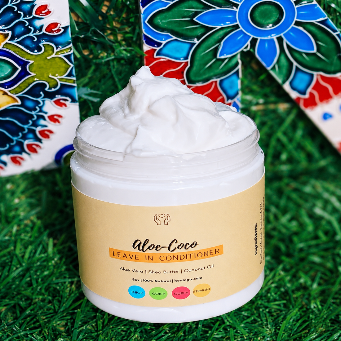 Aloe Coco Leave-In Conditioner for natural hair hydration, detangling, and frizz control for curly and coily hair