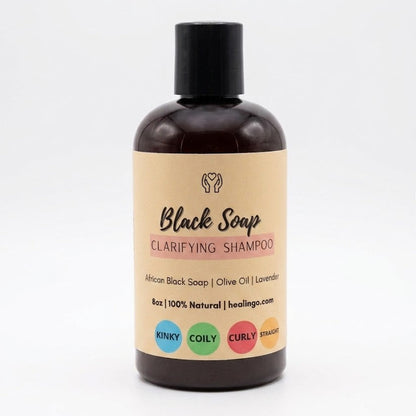 Sulfate-free African Black Soap Shampoo designed for curly, coily, and transitioning hair types