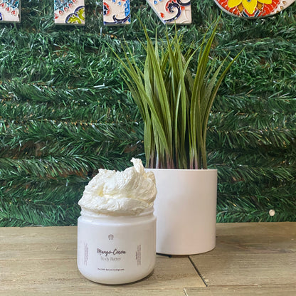 Deep moisturizing body butter with mango butter and cocoa butter for healthy, radiant skin.