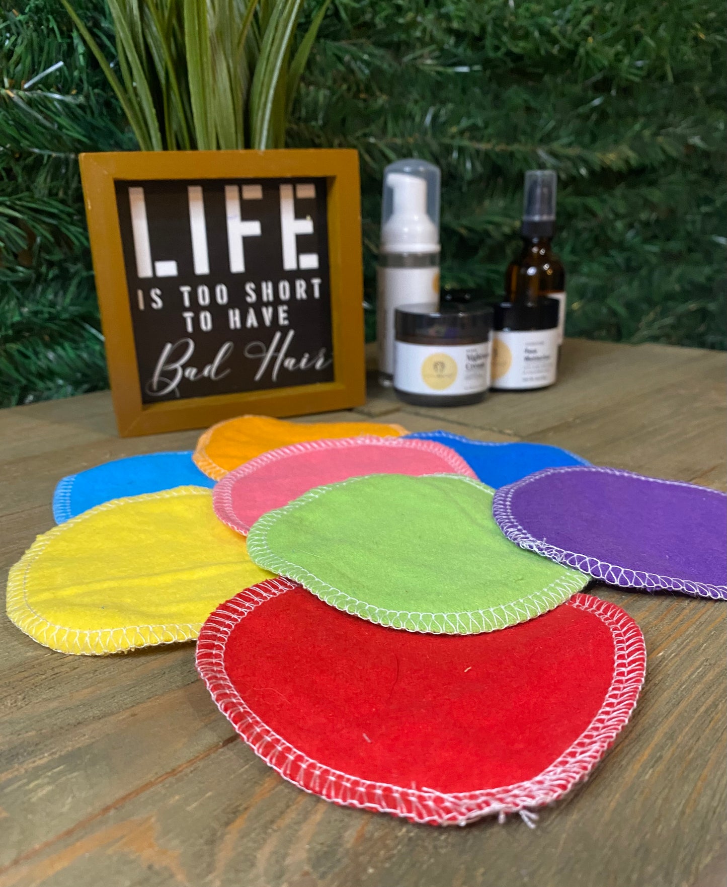 Reusable colorful fabric pads for eco-friendly skincare routine