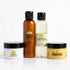 Natural hair travel kit featuring shampoo, conditioner, moisturizer, and nourishing hair oil by Healngo.