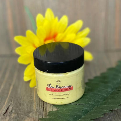 Moisturizing hair cream for textured hair with Shea butter, rosemary, aloe vera, and coconut oil