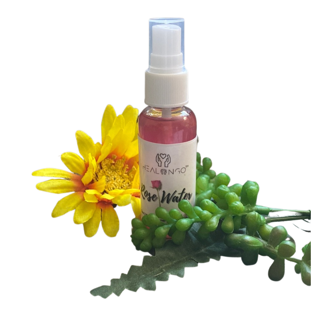 Face rose water spray bottle for skin hydration and toning